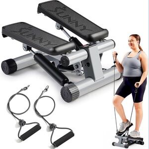 Compact Silver Stepper with Resistance Bands